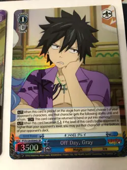 Off Day, Gray SR Fairy Tail 100 Years Quest Weiss Schwarz FT/S120-E094S - Image 1