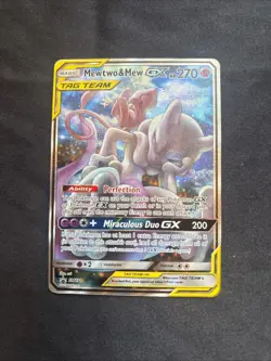 Pokemon TCG Mewtwo & Mew GX Black Star Promo Full Art Tag Team Holo Card - Image 1