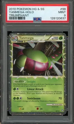 2010 POKEMON TRIUMPHANT YANMEGA PRIME #98 ULTRA RARE HOLO PSA 9 MINT - Image 1