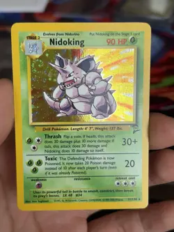 Pokemon Nidoking 011/102 Base Set Holo Rare 90HP Drill TCG Card Nice Swirl - Image 1
