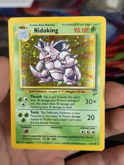Pokemon Nidoking 011/102 Base Set Holo Rare 90HP Drill TCG Card Nice Swirl - Image 2