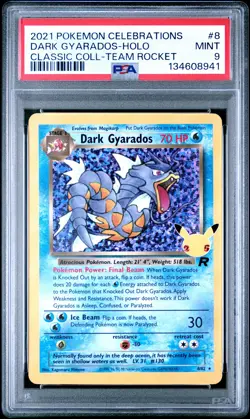 2021 POKEMON CELEBRATIONS CLASSIC COLL #8 DARK GYARADOS-HOLO PSA 9 - Image 1