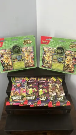 Lot of 2 Pokemon TCG ASCENDED HEROS + 5 MEGA EVOLUTION BOOSTER PACKS - Image 4