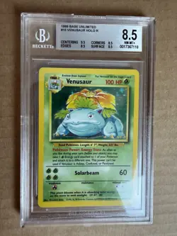 1999 Pokemon Base Set Unlimited Venusaur #15 BGS 8.5 - Image 1