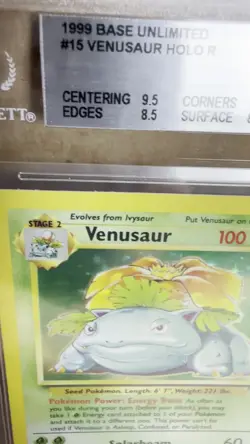1999 Pokemon Base Set Unlimited Venusaur #15 BGS 8.5 - Image 2