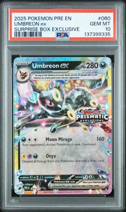 2025 POKEMON PRE EN-PRISMATIC EVOLUTIONS #060 UMBREON EX PSA 10 - Image 1