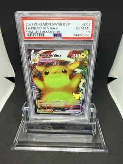 2021 Pokemon SWSH BSP FA Pikachu VMAX Box #062 PSA 10 - Image 1