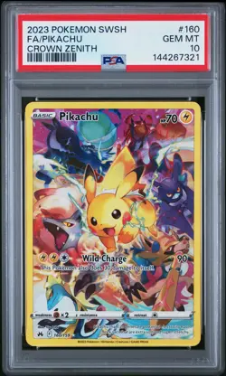 2023 POKEMON SWORD & SHIELD CROWN ZENITH #160 FULL ART/PIKACHU PSA 10 - Image 1