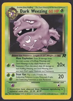 Pokemon Dark Weezing 31/82 Non-Holo Rare Team Rocket - Image 1