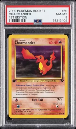 2000 POKEMON ROCKET 1ST ED #50 CHARMANDER PSA 8 - Image 1