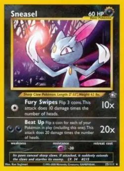 Lightly Played Sneasel - 25/111 - Rare - Unlimited Edition Pokemon Neo Genesis - Image 1