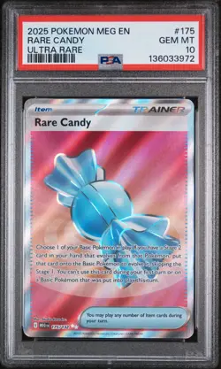 PSA 10 GEM Mint Rare Candy 175/132 Mega Evolution Ultra Rare - Pokemon ME01 MEG - Image 1
