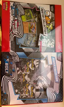 Pokemon Black Bolt White Flare Bundle Sams Club Poster Black Binder Sealed!! - Image 1