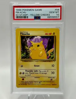 Pokemon Pikachu 1999 Game #58 E3 Stamp Yellow Cheeks PSA 10 - Image 1