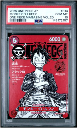 2025 ONE PIECE JAPANESE PROMOS #014 MONKEY D. LUFFY MAGAZINE VOL. 20 PSA 10！new - Image 1