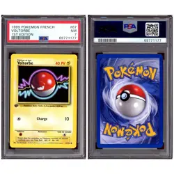 Pokemon Voltorb (Voltorbe) Base Set 1st Edition French #67 PSA 7 Graded Card - Image 1