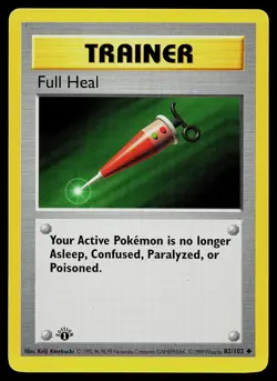 Pokemon Card - Full Heal Base Set (Shadowless) 82/102 Uncommon 1st Edition - Image 1