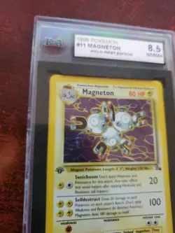 Magneton 1st Edition Fossil Holo Pokemon Card Base WOTC PSA BGS KSA 8.5 NM - Image 2
