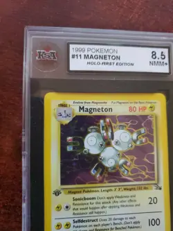 Magneton 1st Edition Fossil Holo Pokemon Card Base WOTC PSA BGS KSA 8.5 NM - Image 3