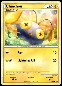 Chinchou 48/95 Common HGSS Unleashed Pokemon MP - Image 1
