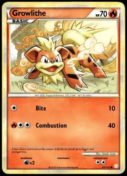 Growlithe 65/123 Common HeartGold & SoulSilver Pokemon LP - Image 1