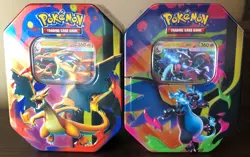 (LOT OF 2) Pokemon TCG: Mega Charizard X & Y EX Tins Brand New Factory Sealed - Image 1