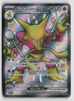Alakazam ex 215/091 Pokemon SV: Paldean Fates Shiny Ultra Rare NM - Image 1