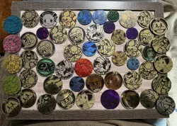 55 Pokemon Flip Coin Bundle - Used Condition - Various Sets and Designs - Image 1