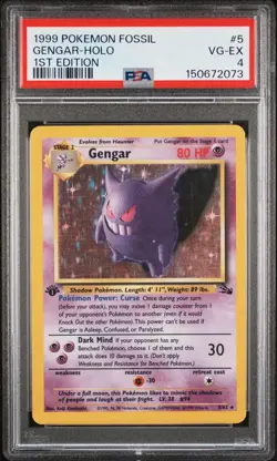 1999 Pokemon Gengar Fossil 1st Edition Holo Rare #5 PSA 4 - Image 1