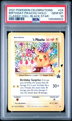 Birthday Pikachu Holo 24 Celebrations Classic Collection Pokemon PSA 10 *822 - Image 1