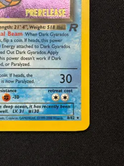 Pokemon Team Rocket Dark Gyarados Holo- Prerelease Stamp- WOTC Vintage- 8/82- NM - Image 5
