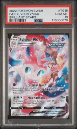 2022 Pokemon Sword & Shield Brilliant Stars #TG15 Sylveon Vmax PSA 10 - Image 1