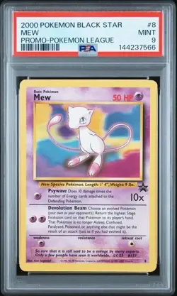 2000 Pokemon Black Star Promo Pokemon League #8 Mew PSA 9 MINT - Image 1