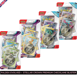 Pokemon Bundle PALDEA EVOLVED STELLAR CROWN 4 BLISTER PREMIUM CHECKLANE Sealed - Image 1