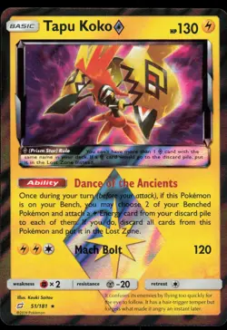 Tapu Koko Prism Star 51/181 Prism Rare Pokemon SM Team Up LP - Image 1