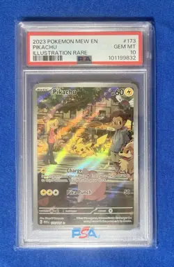 2023 POKEMON MEW EN-151 ILLUSTRATION RARE #173 PIKACHU PSA 10 - Image 1