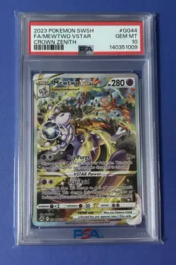 2023 Pokemon SWSH FA/MewTwo VStar Crown Zenith #GG44 PSA 10 GEM MT - Image 1