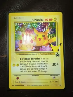 Pokemon Pikachu TCG Holo Rare Birthday Celebrations Card #24 NM/Mint Condition - Image 1