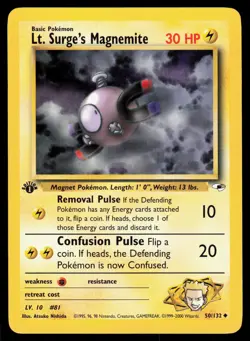 Lt. Surge's Magnemite 50/132 1st Edition Pokemon Gym Heroes LP - Image 1