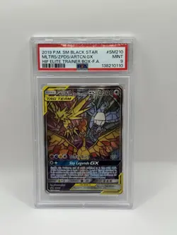 Moltres & Zapdos & Articuno GX SM210 Sm Holo PSA 9 Glass Birds Pokemon - Image 1