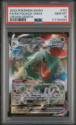 Pokemon TCG Rayquaza VMAX Foil Rapid Strike Crown Zenith #101 #102 PSA 10 Lot - Image 2