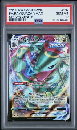 Pokemon TCG Rayquaza VMAX Foil Rapid Strike Crown Zenith #101 #102 PSA 10 Lot - Image 4