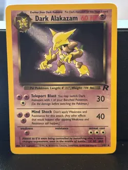 Pokemon Dark Alakazam Unlimited Holo 1/82 Team Rocket 1999 (LP) - Image 1