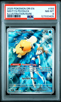 Pokemon TCG Misty's Psyduck Destined Rivals 193 Illustration Rare PSA 8 NM - MT - Image 1