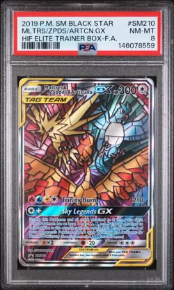 2019 Pokemon Black Star Promo Moltres Zapdos Articuno GX SM210 PSA 8 NM-MINT - Image 1