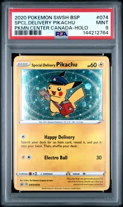 2020 POKEMON SWSH BLACK STAR PROMO #074 SPECIAL DELIVERY PIKACHU-HOLO PSA 9 - Image 1