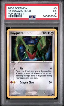 Pokemon TCG Rayquaza Holo Promo POP Series 1 3/17 2006 PSA 5 Dragon Card - Image 1