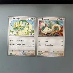 Dragon/Normal Type Pokemon TCG Drampa Lot 2 Regular Basic Mythical Cards - Image 1