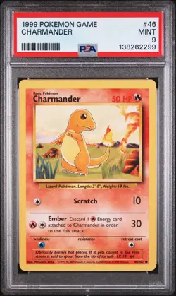 PSA 9 CHARMANDER 46 UNLIMITED BASE SET POKEMON MJ - Image 1