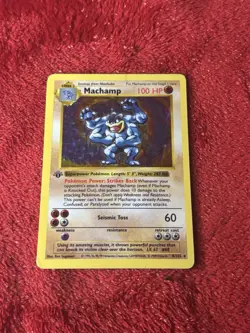 Pokemon Machamp 1st Edition Shadowless Holo Rare 8/102 Played - Image 1